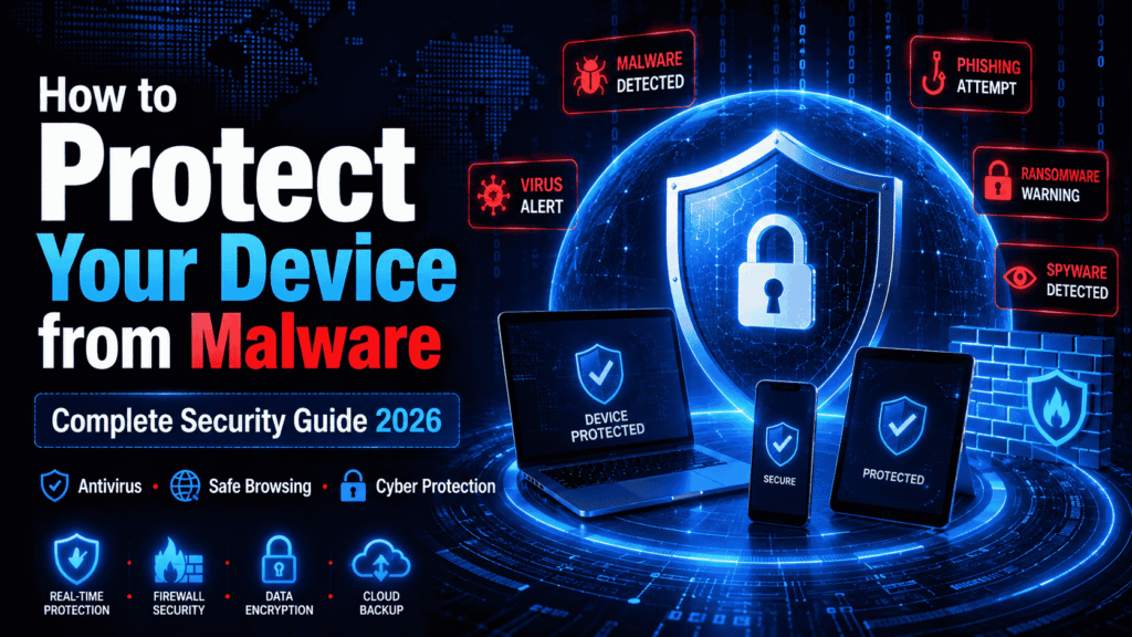 Protect your device from malware in 2026 using antivirus software, cybersecurity tools, and safe browsing practices.